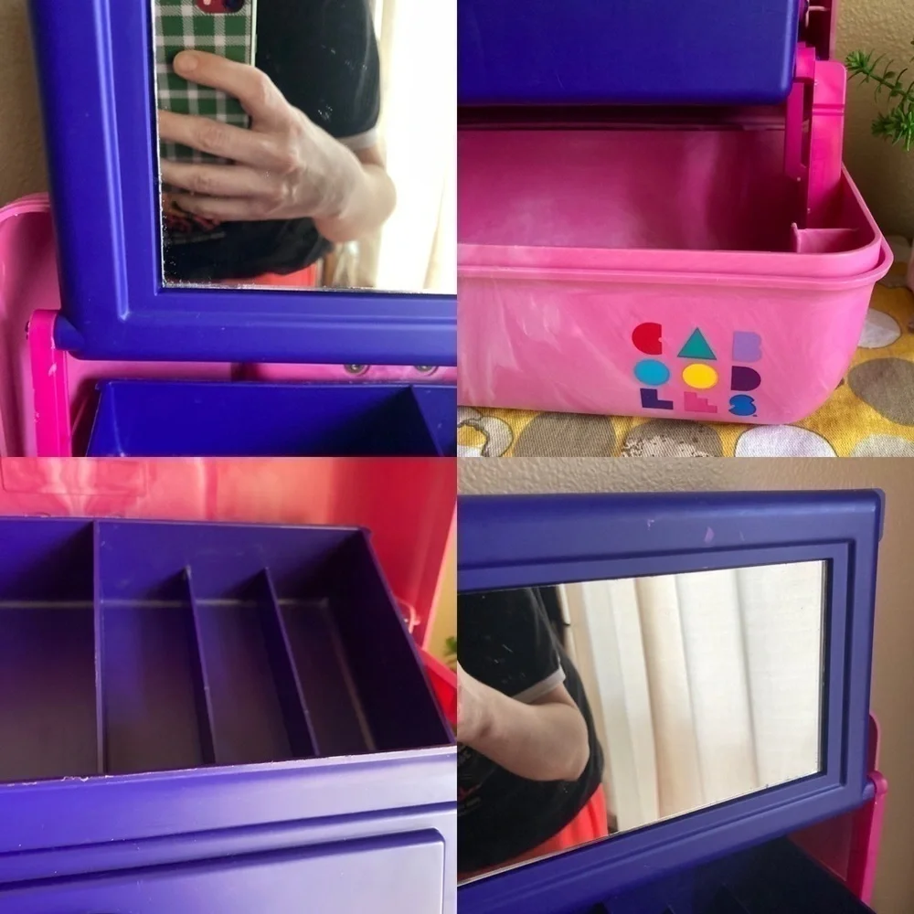 Vintage Caboodles hot pink and purple 2 tier convertible makeup case